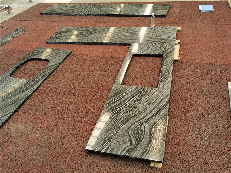 Wooden Green Black Forest Marble Slab
