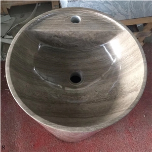 Wooden Grey Standing Basin Natural Stone Basin