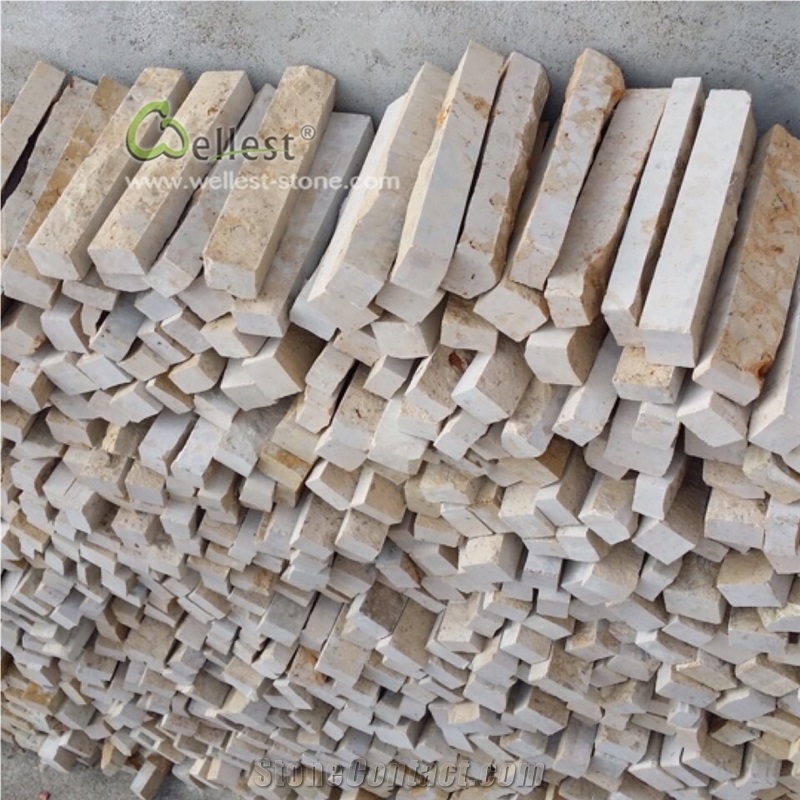 Beige Limestone Split Face Wall Panel Cladding
