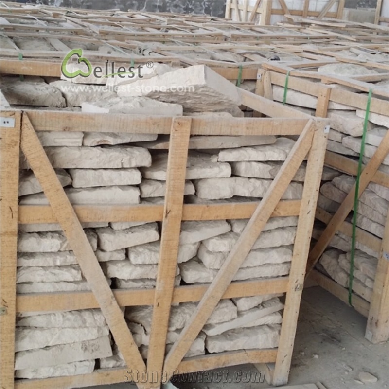 Beige Limestone Split Face Wall Panel Cladding