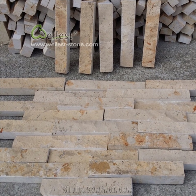 Beige Limestone Split Face Wall Panel Cladding