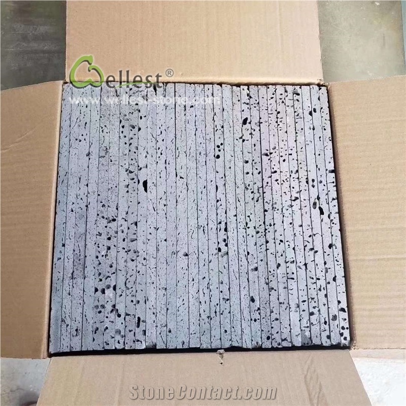 Big Hole Black Basalt Lava Stone Tiles