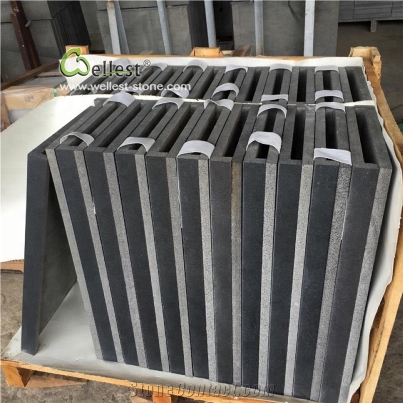 Black Basalt Outdoor Pool Pavers Bullnose Coping