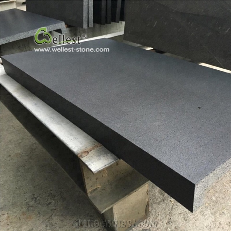 Black Basalt Outdoor Pool Pavers Bullnose Coping