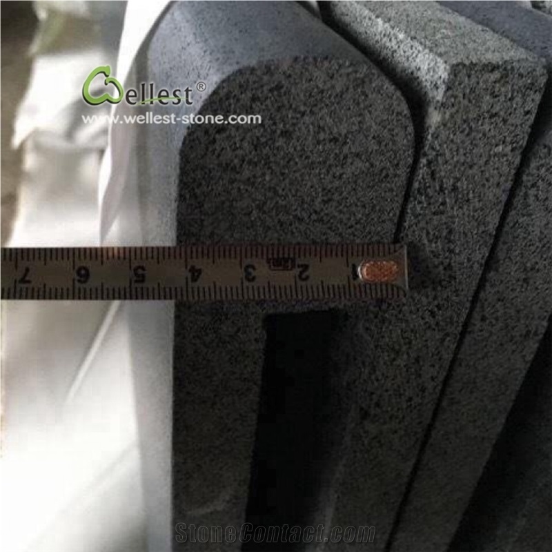 Black Basalt Outdoor Pool Pavers Bullnose Coping