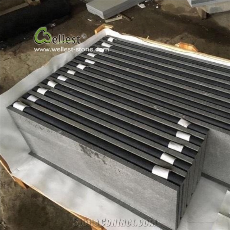 Black Basalt Outdoor Pool Pavers Bullnose Coping