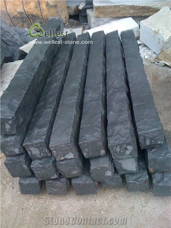 Black Basalt Stone Post Palisade for Landscape