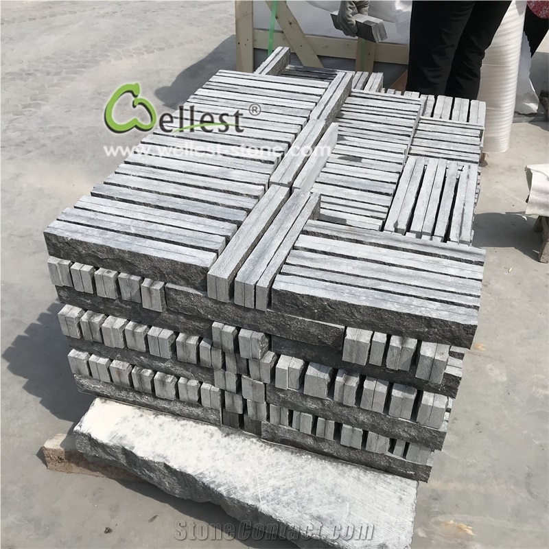 Black Limestone Rock Face Mushroom Tile