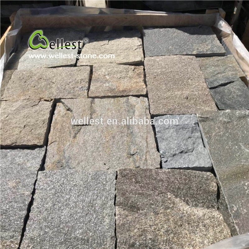 Exposed Quartzite Texture Ashlar Pattern Wall