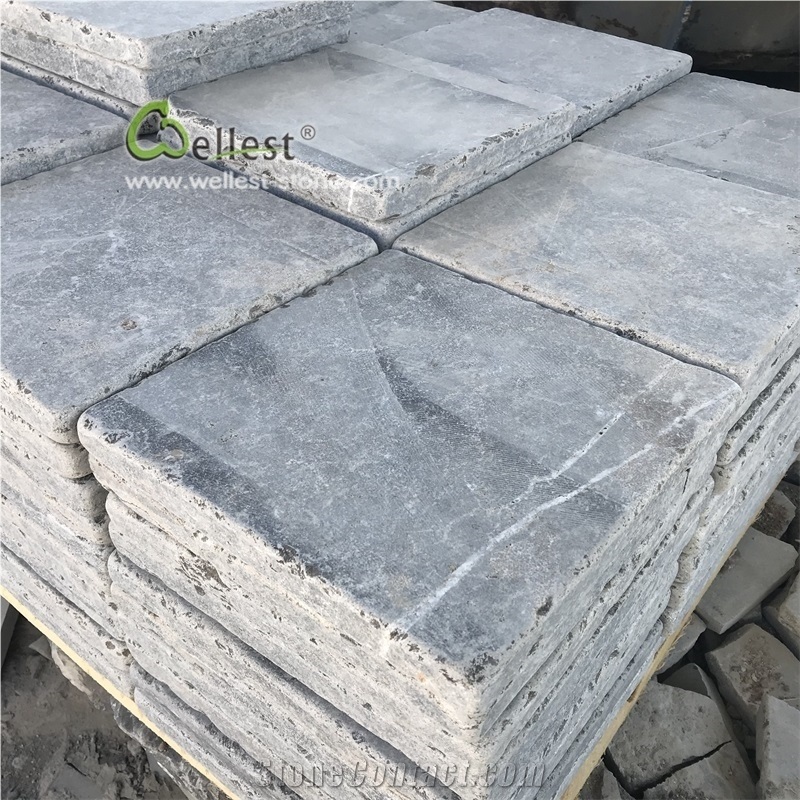 Tumbled Grey Limestone Cobble Stone Garden Paver