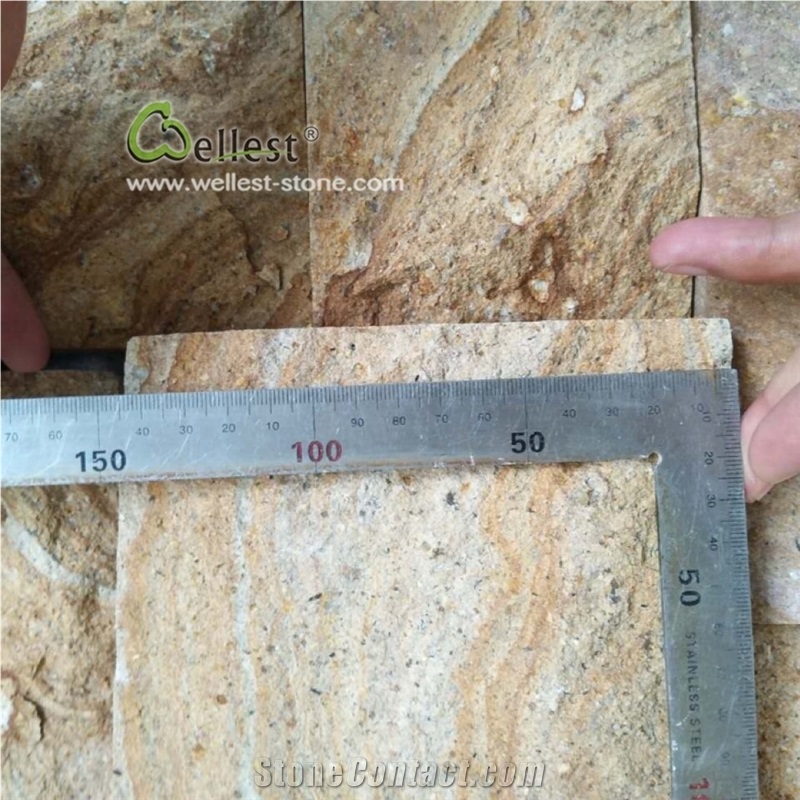 Yellow Sandstone Rock Face Pattern Wall Stone