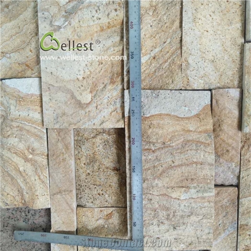Yellow Sandstone Rock Face Pattern Wall Stone