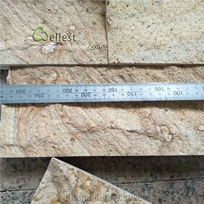 Yellow Sandstone Rock Face Pattern Wall Stone