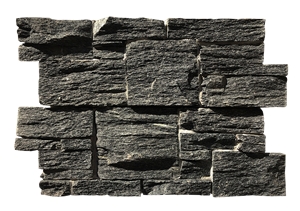 Black Quartzite Stacked Mesh Cement Ledge Stone