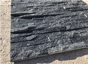 Straight Edge Black Wall Stone Cladding Stacked Ledger