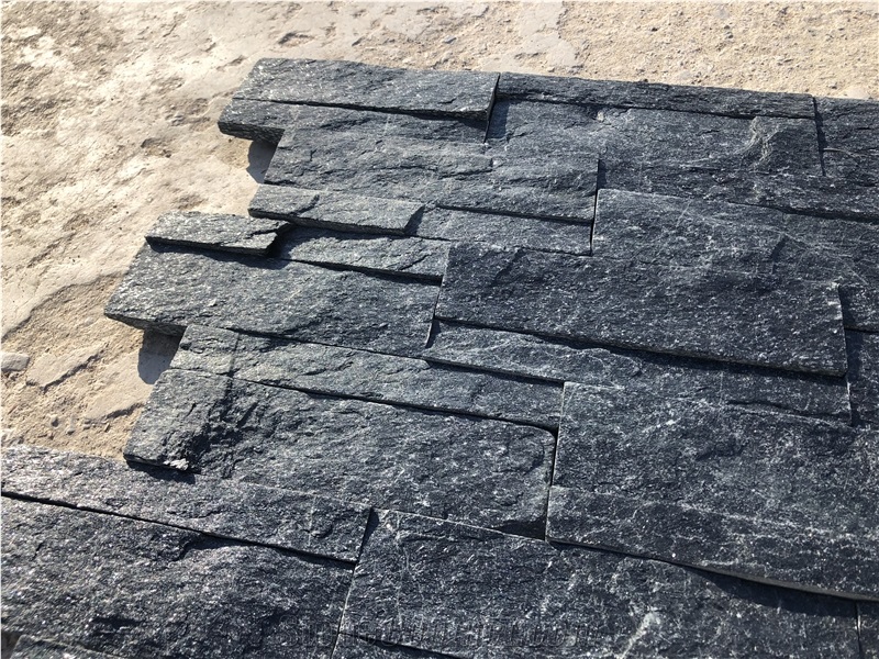 Black Quartzite Interior Wall Stone Cladding Ledge Panel