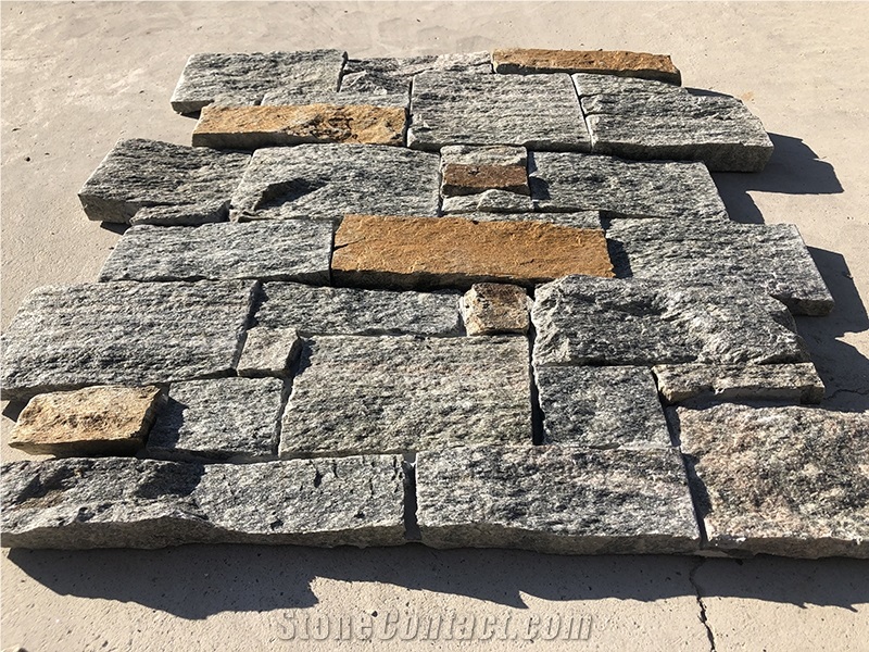 Green Meshed Cement Stacked Ledge Culture Stone