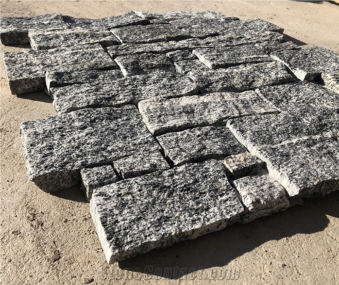 Grey Granite Cement Meshed Stacked Ledge Stone