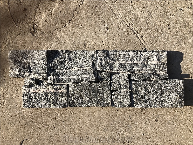 Grey Granite Cement Meshed Stacked Ledge Stone