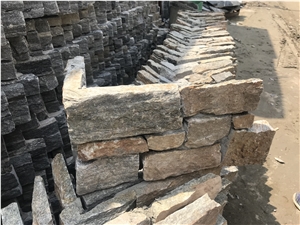 Rust Slate Stacked Stone Corners Meshed Cement