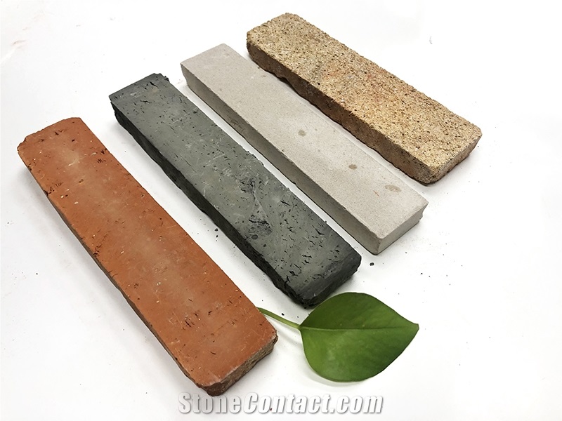 White Reclaimed Cement Thin Brick Veneer Corner