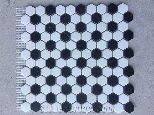Spain Nero Marquina Hexagon Marble Slabs