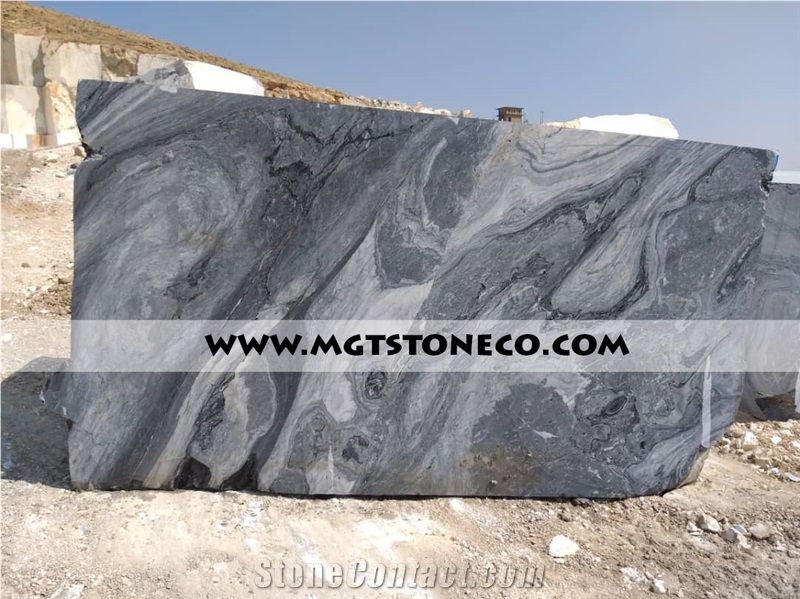 Silver Wave Marble Block