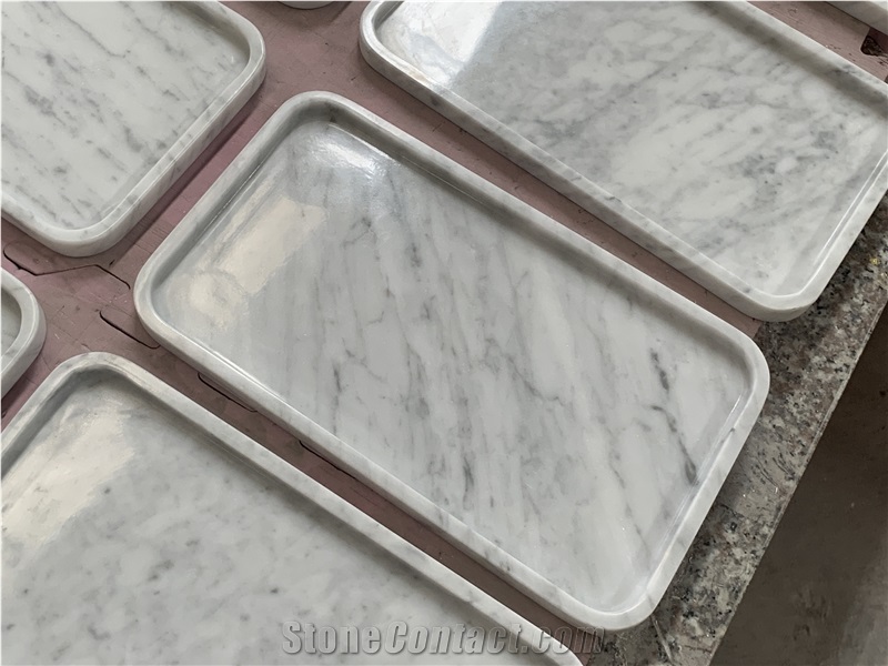 Bianco Carrara White Marble Square Trays Plates