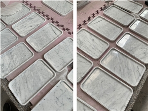 Bianco Carrara White Marble Square Trays Plates