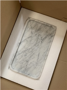Bianco Carrara White Marble Square Trays Plates