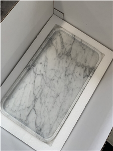 Bianco Carrara White Marble Square Trays Plates