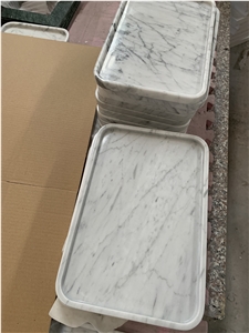 Bianco Carrara White Marble Square Trays Plates