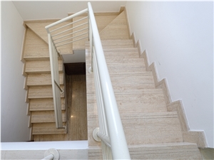 Cream Ivory Light Beige Travertine Staircase Riser