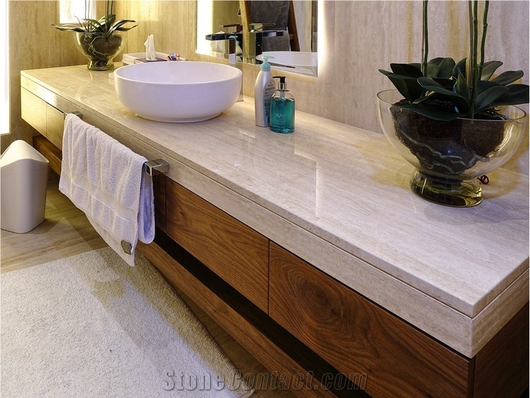 Cream Ivory Light Beige Travertine Staircase Riser