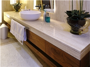 Cream Ivory Light Beige Travertine Staircase Riser