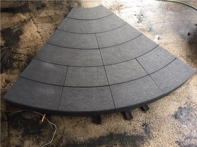 Black Volcano Basalt Flamed Step Block