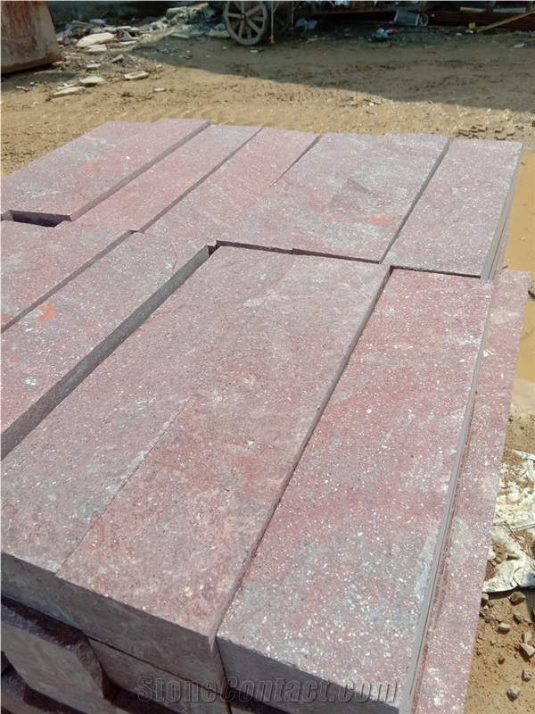 G666 Red Porphyry Porfido Flamed Tile