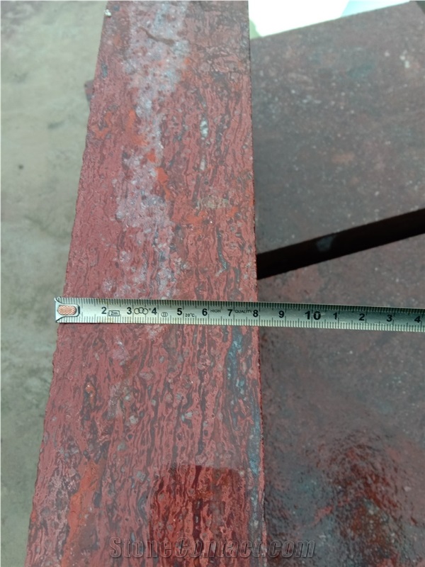 G666 Red Porphyry Porfido Flamed Tile
