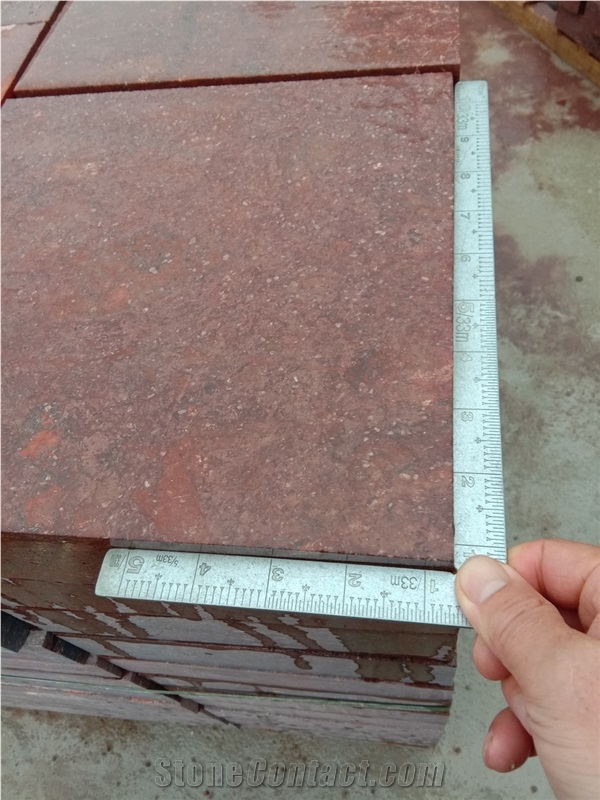 G666 Red Porphyry Porfido Flamed Tile