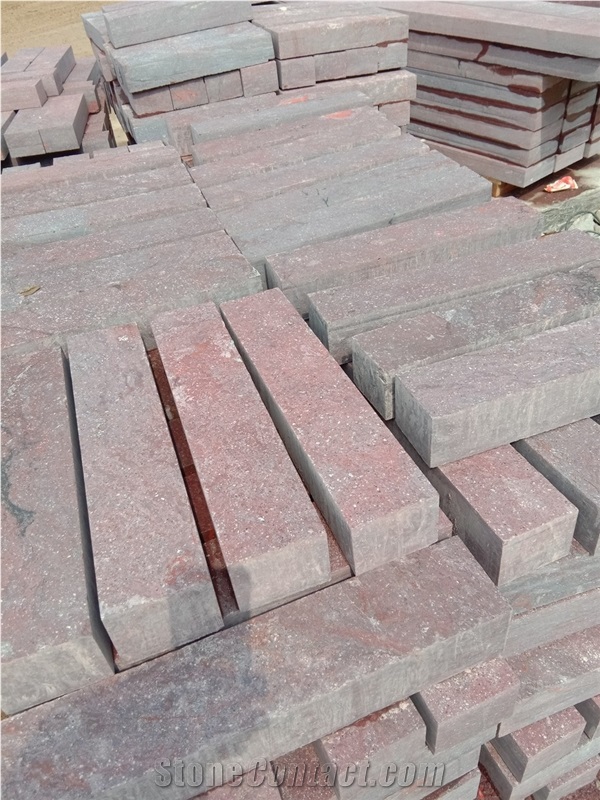G666 Red Porphyry Porfido Flamed Tile