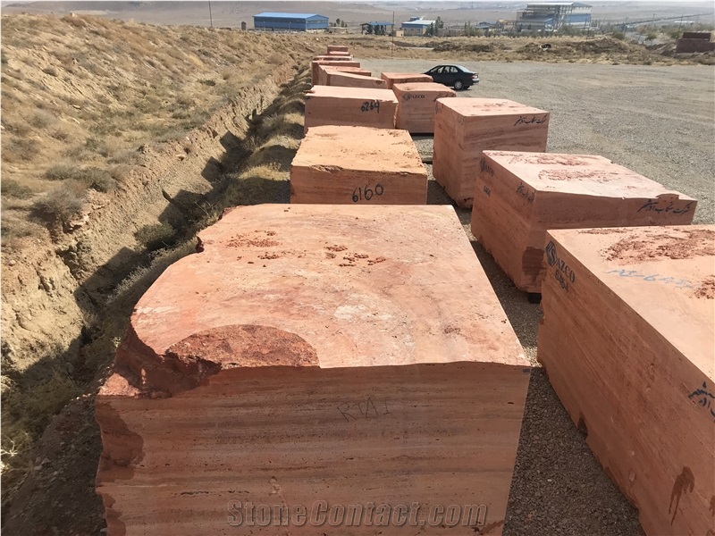 Red Travertine Azarshahr Block