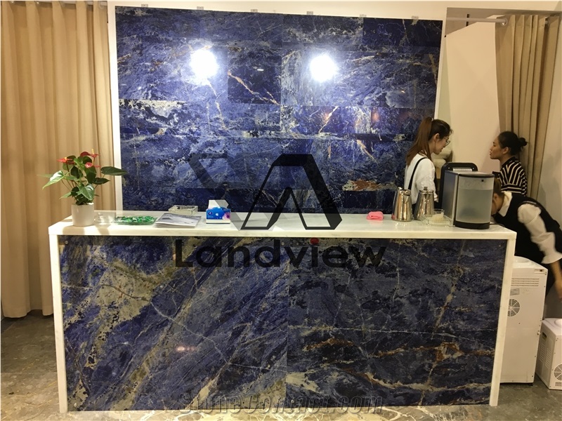 Blue Sodalite Stone Luxury Cloisonne Slab