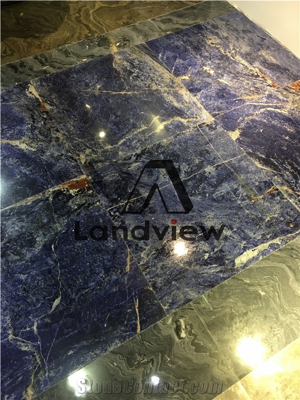 Blue Sodalite Stone Luxury Cloisonne Slab