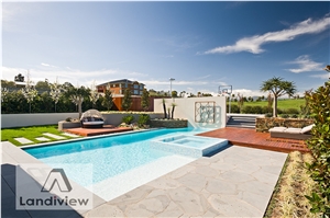Bluestone Pool Floor Coping Black Tile