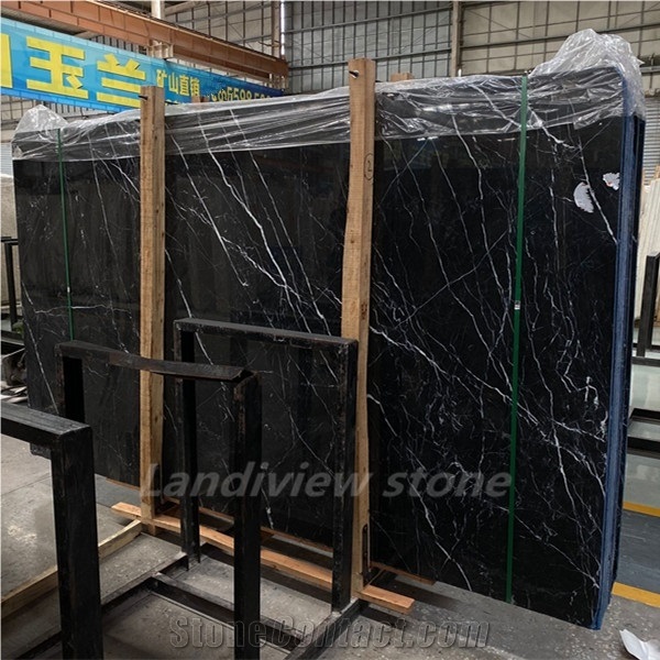 Nero Marquina Black Marble Tiles Slabs,White Veins