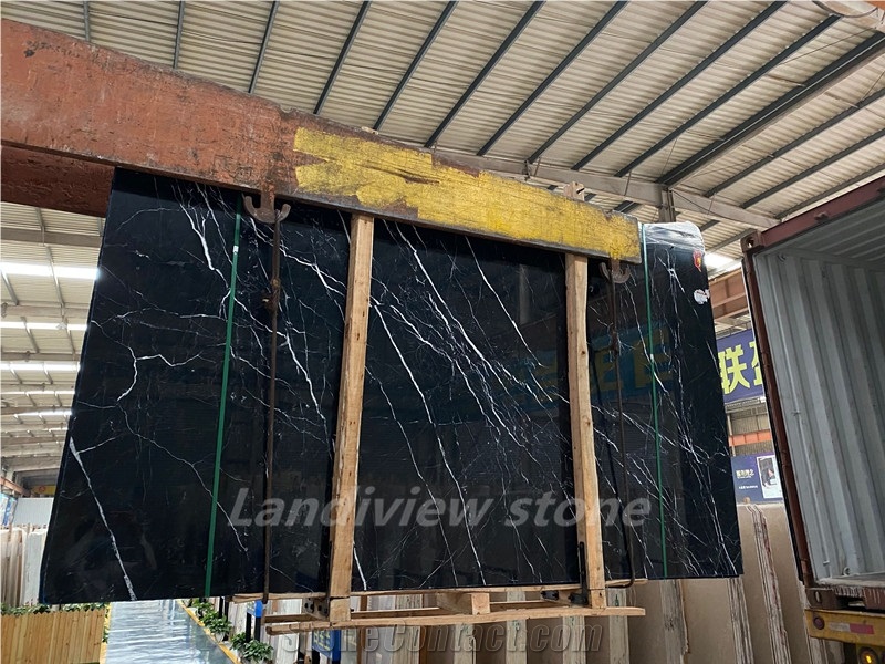 Nero Marquina Black Marble Tiles Slabs,White Veins