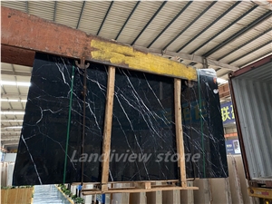 Nero Marquina Black Marble Tiles Slabs,White Veins