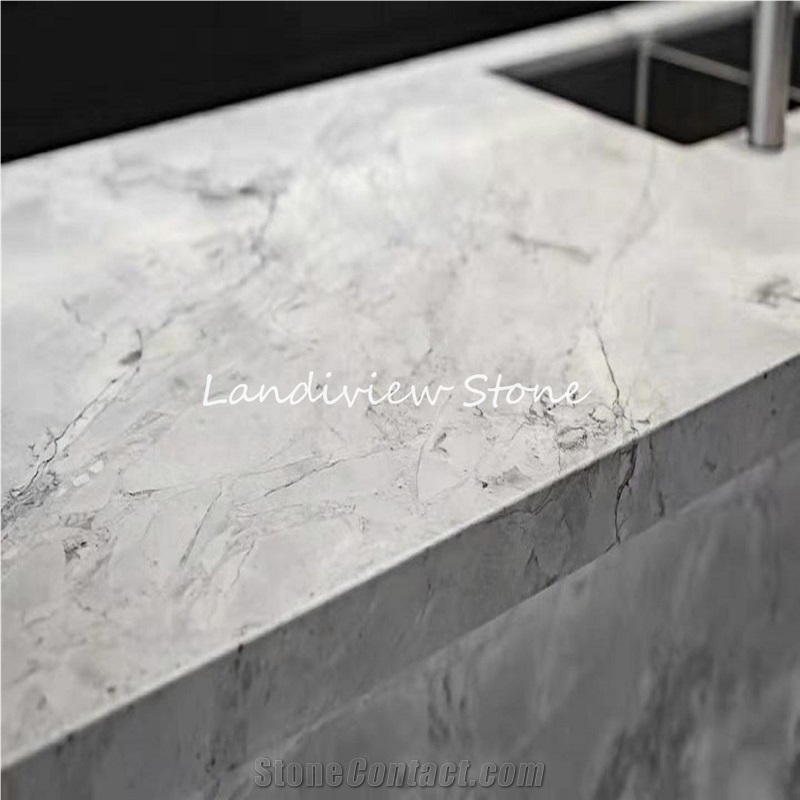 Super White Quartzite Bianco Eclipsia Kitchen Countertop