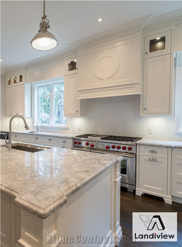 Super White Quartzite Kitchen Countertops