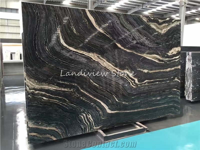 Zebra Black Marble Slabs